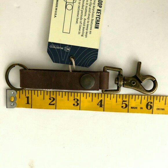 Rustico Super Loop Keychain Genuine Brown Leather Brass Clip Handmade 5" Keyring - Picture 8 of 8